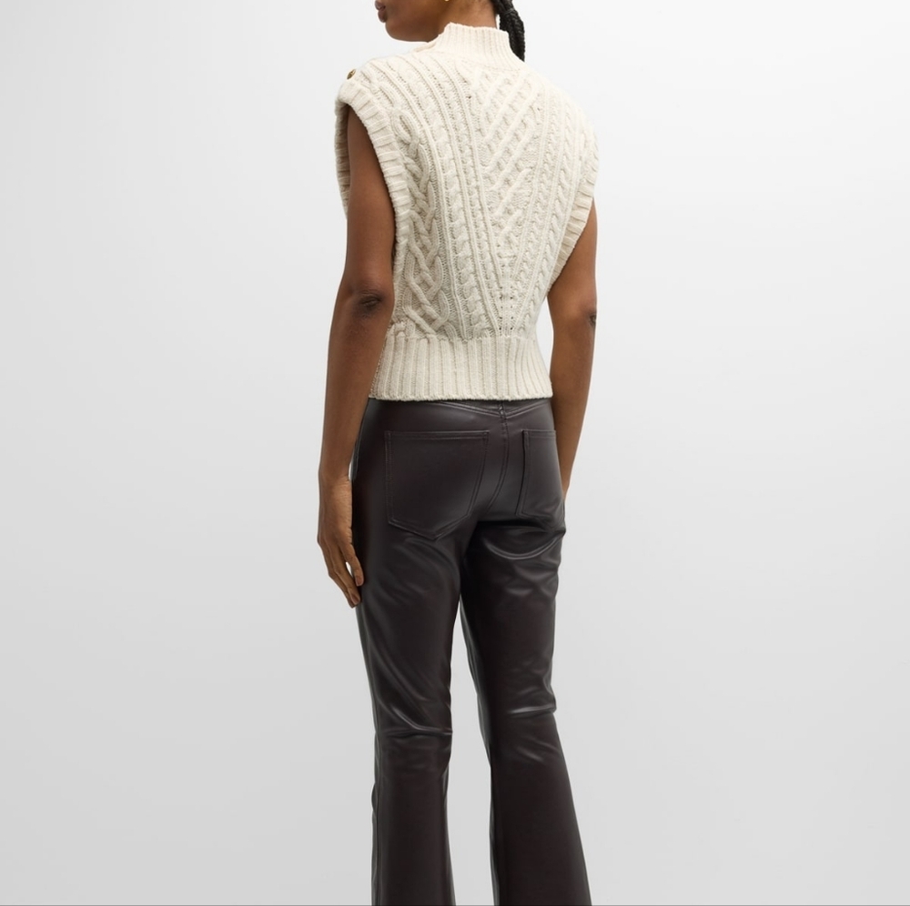Veronica Beard Holton Button-Embellished Cable-Knit Wool Vest View 6